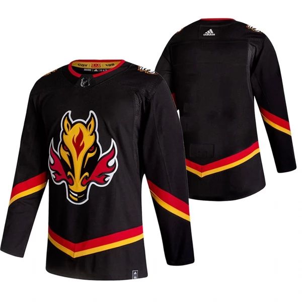 Herren Calgary Flames Eishockey Trikot Blank 2022 Reverse Retro Schwarz Authentic